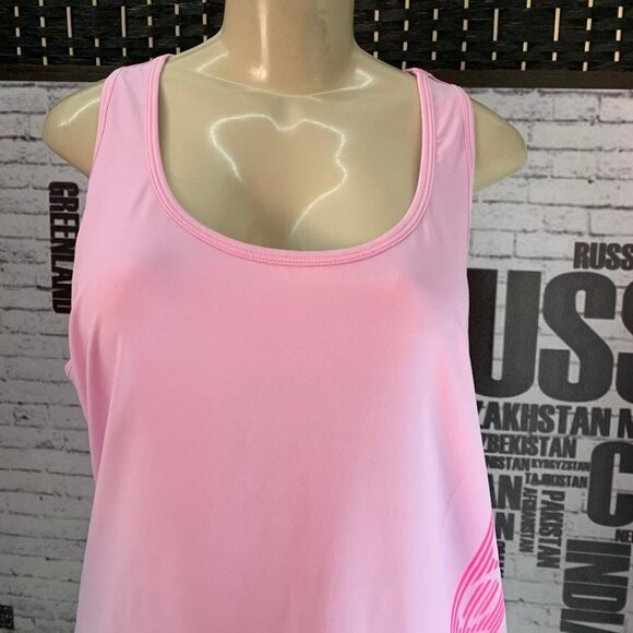 Bebe L Pink Logo Down Side Scoop Neck Tank Top - Picture 5 of 6